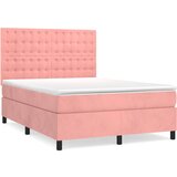 The Living Store Box spring postelja z vzmetnico roza 140x200 cm žamet - Box Spring Postelja, (21492255) | Shoptok.si