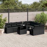 vidaXL 10-dijelni set vrtnih sofa s jastucima crni od poliratana | shoptok.hr