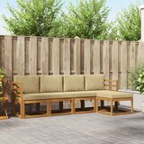  Set vanjskih sofa 5 pcs Prirodna i bež Čvrsto drvo akacije | shoptok.hr