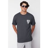 Trendyol Anthracite Oversize/Wide Cut Crew Neck City Printed 100% Cotton T-Shirt | ePonuda.com