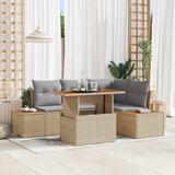vidaXL 5-dijelni set za vrtnu sofu s jastucima Bež poli ratan | shoptok.hr