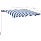  Avtomatsko zložljiva tenda s stebrički 3x2,5 m modra in bela, (20743205) | Shoptok.si