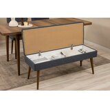 Hanah home vina bench 04 1048 walnut dark blue (produžni trpezarijski sto, stolice i konzola (6 komada) Cene