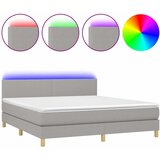  Krevet box spring s madracem LED svjetlosivi 160x200 cm tkanina | shoptok.hr