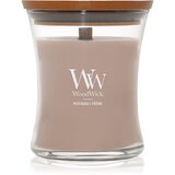 WoodWick Patchouli Créme dišeča sveča z lesenim stenjem 275 g u