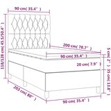  box spring s madracem LED tamnosivi 90x200 cm baršun | shoptok.hr
