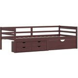 vidaXL Posteljni okvir s predali in omaro temno rjav 90x200 cm | Shoptok.si