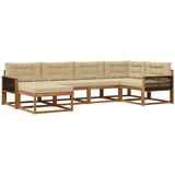 vidaXL Zunanja garnitura za sedenje z blazino 6 pcs Naravna in bež, (5000282207) | Shoptok.si