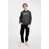 Defacto Boys Black Cargo Pocket School Sweatpants