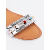 Shelvt Silver flat sandals with colorful studs | Shoptok.si