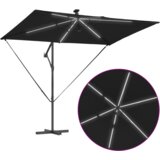 vidaXL Kantaliv dežnik z bananom s ključavnico Črna 294 x 200 x 254 cm | Shoptok.si