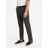 Ombre Men's REGULAR FIT chino pants with fine texture - dark green | Eponuda.ba