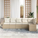 vidaXL 6-dijelni set vrtnih kauča s jastučićima Bež poli ratan | shoptok.hr