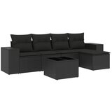 Maison Chic Seti vrtnega pohištva - Vrtna garnitura - Vrtni pohištvo set 6-delna z blazinami črna poli ratan, (21808307) | Shoptok.si