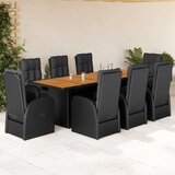 vidaXL 9-dijelni vrtni blagovaonski set s jastucima crni od poliratana | shoptok.hr