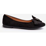 Boto Women's Eco-Suede Ballerina Flats with Bow and Brooch Black Satris | shoptok.hr