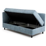 Bonami Selection Modra oblazinjena postelja s prostorom za shranjevanje z vzmetnico 90x200 cm Avela – | Shoptok.si