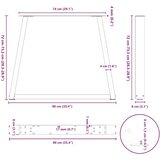  Noge za blagovaonski stol V-oblik 3 kom Crne 90 x (72-73,3) cm Čelik | shoptok.hr