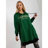 Fashion Hunters Dark green long sweatshirt with slits Cene