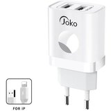 Apple kućni punjač konfulon JK72, 2xUSB, 2.4A,12W, sa iphone lightning kablom beli Cene