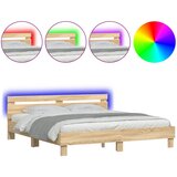 Furnova Posteljni okvir z vzglavjem in LED sonoma hrast 160x200 cm, (21938818) | Shoptok.si