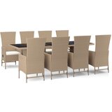 The Living Store Vrtna jedilna garnitura 9-delna z blazinami bež poli ratan - Vrtna Jedilna Garnitura, (21459576) | Shoptok.si