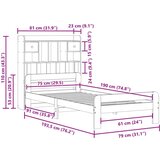  Knjižna postelja brez vzmetnice vošč. rjava 75x190 cm borovina, (21653652) | Shoptok.si