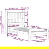  Krevet s regalom za knjige bez madraca 75 x 190 cm od borovine | shoptok.hr