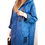 Kesi Włoski Plus Size women's quilted jacket with a hood and the inscription HOPE light denim | Shoptok.si