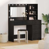  Set za toaletni stol s LED svjetlom crna konstruirano drvo | shoptok.hr
