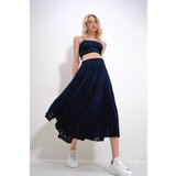 Trend Alaçatı Stili Women's Navy Blue Bustier and Skirted Bottom Top Woven Set cene