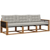  Set vanjskih sofa s jastukom 3 pcs Prirodna i svjetlosiva | shoptok.hr