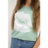 Kesi Blouse with dark mint lip print | shoptok.hr