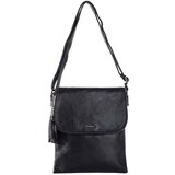 Fashion Hunters Black rectangular messenger bag made of eco-leather Cene