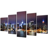 vidaXL Set platen s printom New York ponoči 100 x 50 cm Cene
