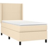  Box spring postelja z vzmetnico LED krem 90x190 cm blago, (20791002) | Shoptok.si