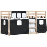 Krevet na kat sa zavjesama bijelo-crni 90 x 200 cm od borovine | shoptok.hr