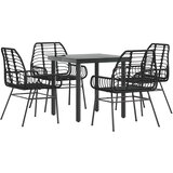 vidaXL Vrtni blagovaonski set od 5 dijelova crni poliratan staklo - Crna 80 x 80 x 74 cm 4 | shoptok.hr