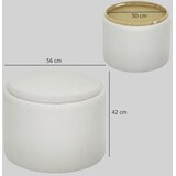  Tabure za odlaganje s prostorom za pohranu okrugli oslonac za noge korduro tkanina MDF krem ​​bijela | shoptok.hr