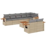 Maison Chic Seti vrtnega pohištva - Vrtna garnitura - Vrtni pohištvo set 9-delna z blazinami siv poli ratan, (21798128) | Shoptok.si