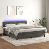 vidaXL Box spring postelja z vzmetnico LED temno siva 160x200 cm žamet Cene