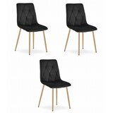 Libra stolica - crni baršun / noge u boji drveta x 3 | shoptok.hr