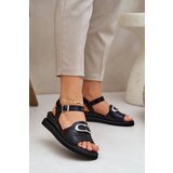 PE2 Lacquered Women's Wedge Sandals With Decoration Black Salianes | Shoptok.si
