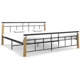 Kovina okvir za krevet od metala i masivne hrastovine 200 x 200 cm | shoptok.hr