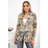 Turecki Printed cotton jacket with a button beige | shoptok.hr