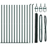 vidaXL heksagonalna ograja Zelena 1.6x25 m Jeklo, ograjni stebri s podstavki 13 kos Ø32mm 88.5cm Galvanizirano jeklo | Shoptok.si