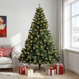  Umjetno božićno drvce s nogom 150 cm 150 LED lampica - Zelena 150 cm s LED svjetlima | shoptok.hr