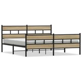 Metalni Kovinski posteljni okvir brez vzmetnice sonoma hrast 200x200 cm, (21608844) | Shoptok.si