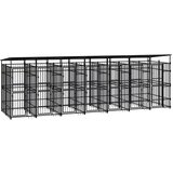 vidaXL zunanji pasji boks s streho jeklo 12,9 m² | Shoptok.si