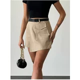 Laluvia Mink Color 100% Cotton Gabardine Short Skirt